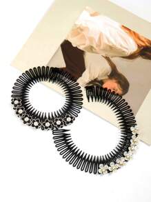 2pcs Ladies' Round Hair Clip With Flower Decor For Bangs & Fringes, Stylish Hair Accessory For Daily Use - Multicolor - View 4