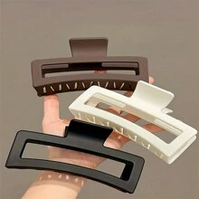 3入組方形髮夾卡,防滑強力夾持,適用於厚髮型配件 - 黑/卡其/白 3件 - 查看 9