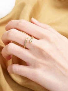 1 件简约可调节蛇形戒指，时尚精致的独特设计，适合日常佩戴和送礼 - 銀色 - 查看 3