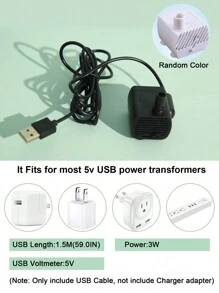 Usb電源線1.5l自動循環寵物飲水器貓狗飲水泉餵食碗隨機顏色