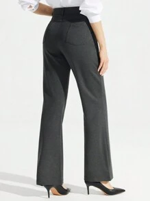 Nữ Bootcut Quần Váy 29 "Quần Làm Việc Thường Co Giãn Quần Cho Nữ Tập Yoga Quần Công Sở 4 Túi - Màu xám đen - Xem 2