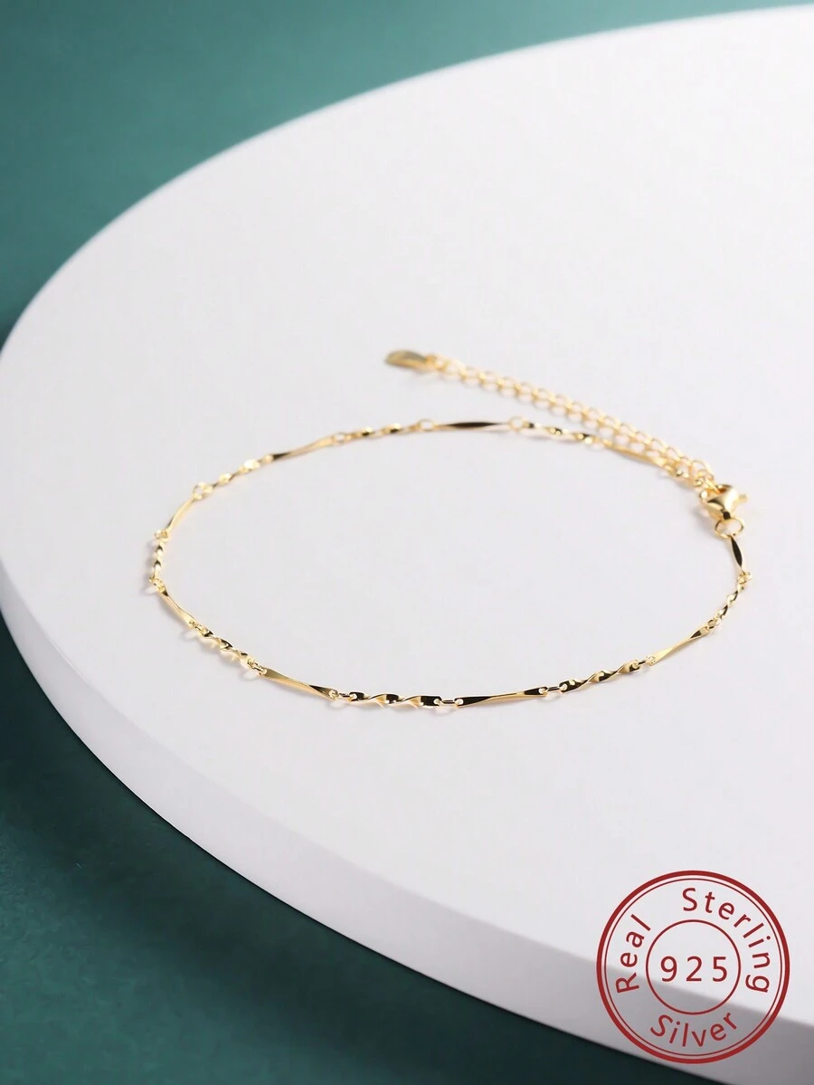1pc Fashionable Twisted Chain Anklet & Body Chain - Yellow Gold - View 1