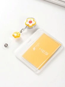 2Pcs Yellow Little Flower Badge Holder And Transparent Card Holder With ID Card Bus Card For Students For Nurse For Doctor For Office Lightweight Portable Credit Card ID Card White-Collar Workers For Female For Women Holiday For Anniversary For Birthday Gift Gift Accessories Gift Gifts For Teachers Clear Purse Photo Card Holder School Stuff - Yellow - View 7