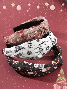 3pcs/set Christmas Printed Headband, Hair Clip And Hair Ties For Women, Christmas Hair Accessories - Multicolor - View 3