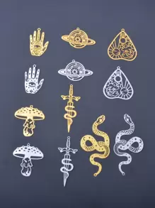 10pcs Brass Gold-color Mushroom Snake Design Stainless Steel Pendant For Earring/necklace/bracelet Craft