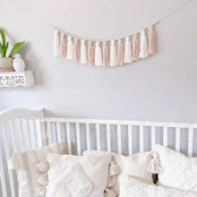 1 pieza Corona de flores con flecos y cuentas de madera, decoración de estilo bohemio para habitación de niña, habitación de bebé, ducha, habitación, aula, decoración de granero de otoño, decoración, regalo de Año Nuevo, decoración estética de habitación, decoración del hogar, decoración de pared
