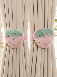 1pair Strawberry Cartoon Curtain Tiebacks For Creative Kids Room Decoration - strawberry - View 1