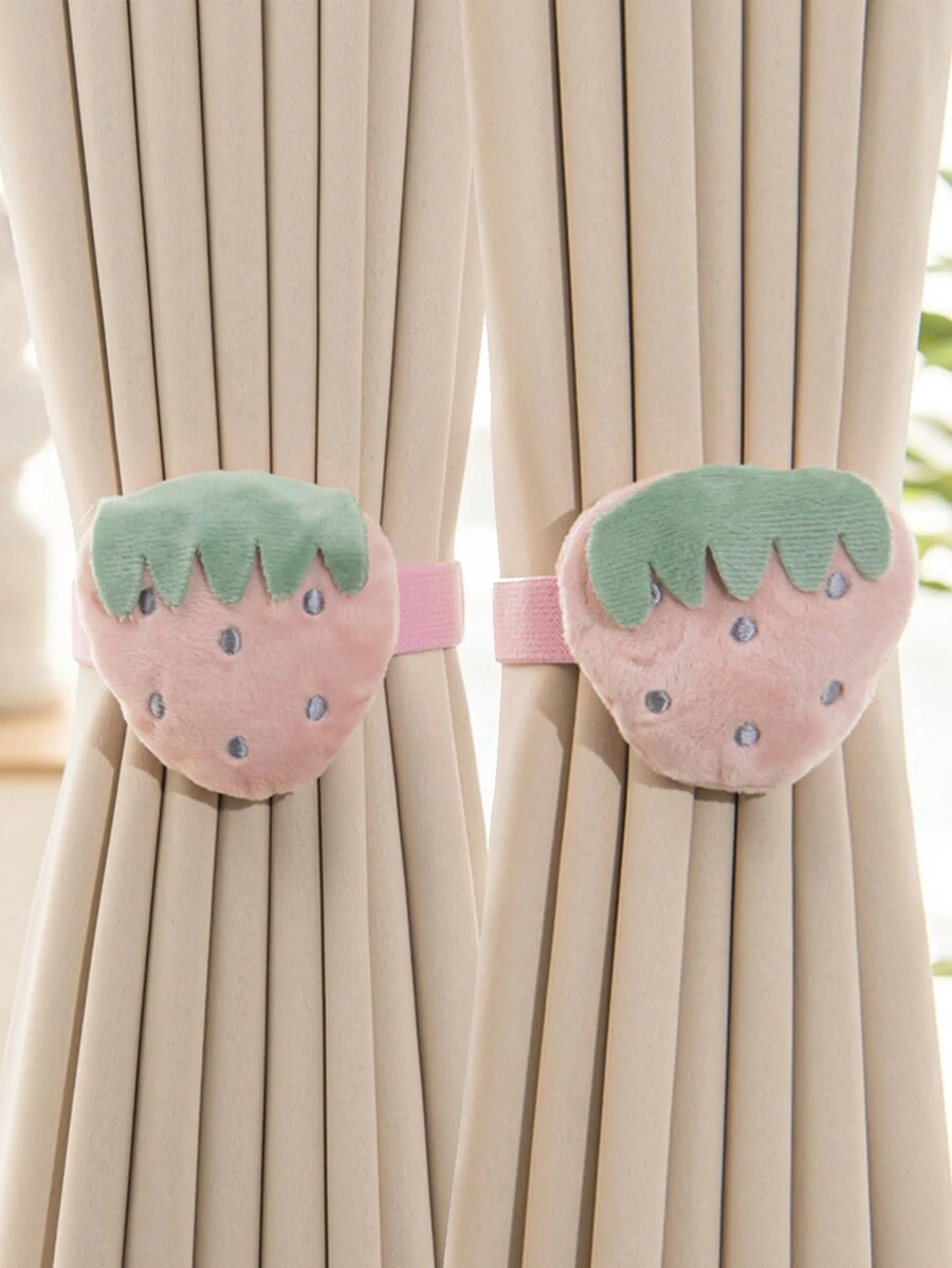 1pair Strawberry Cartoon Curtain Tiebacks For Creative Kids Room Decoration - strawberry - View 1