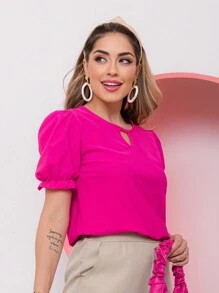 Women Blouses - 玫紅色 - 查看 1