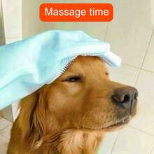 1入全新寵物狗貓梳理手套,帶有柔軟矽膠尖端的洗狗手套,長短毛寵物梳理按摩皆宜