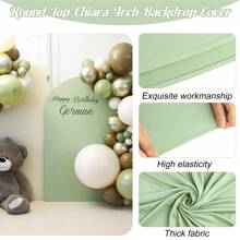 Set Of 3 | Spandex Wedding Arch Cover, 2-Sided Fitted Round Top Chiara Backdrop Stand Covers For Wedding Birthday Party Shower Banquet Arch Decoration - 鼠尾草綠 - 查看 8