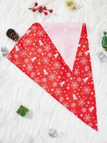 單層紅色聖誕寵物領巾 - 紅色 - 查看 2