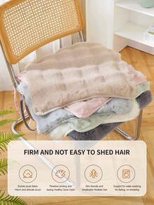 1 件加厚溫暖毛絨座墊,兔毛材質方形拉鍊設計可拆卸椅墊,適合家庭、客廳、臥室、書房、辦公室