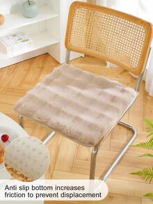 1 件加厚溫暖毛絨座墊,兔毛材質方形拉鍊設計可拆卸椅墊,適合家庭、客廳、臥室、書房、辦公室