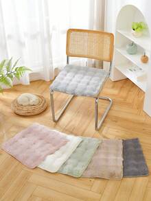 1 件加厚溫暖毛絨座墊,兔毛材質方形拉鍊設計可拆卸椅墊,適合家庭、客廳、臥室、書房、辦公室