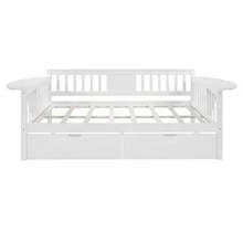 Full Wood Daybed with Wood Slat Support and Clean Lines Design, No Spring Box Required Daybed Sofa Bed Frame with Two Drawers for Bedroom, Guest Room, Living Room - 白色 - 查看 4