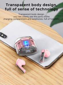 透明倉儲真無線耳機,赛博朋克風格 - 粉色 - 查看 5