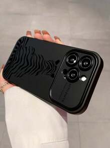 1 pieza Funda protectora de silicona negra con pintura de patrón de tigre y ventana grande, compatible con iPhone 11/12/13/14/15/15 Pro/15 Plus/15 Pro Max/7 Plus/8 Plus/X/Xs Max/Xr/11 Pro/12 Pro/13 Pro/14 Pro/12 Mini/13 Mini/11 Pro Max/12 Pro Max/13 Pro Max/14 Pro Max/14 Plus/6/6s/6 Plus/7/8/Se