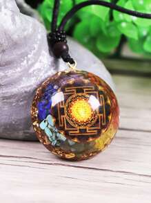 1pc Tiger Eye Natural Stone Orgone Necklace Chakra Reiki Meditation Energy Orgone Pendant, Unisex Resin Adjustable Jewelry Gift