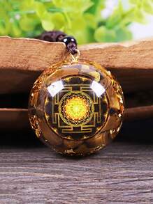 1pc Tiger Eye Natural Stone Orgone Necklace Chakra Reiki Meditation Energy Orgone Pendant, Unisex Resin Adjustable Jewelry Gift