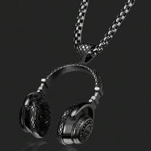 DJ Music Headphone Pendant Necklace Long Chain Men Women Punk Style Jewelry Rock Headset Necklace Male Gift