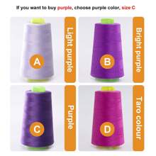 1pc 3000yds Hand Sewing Thread / 402 Conical Spool Polyester Sewing Machine Thread - purple and white - View 1