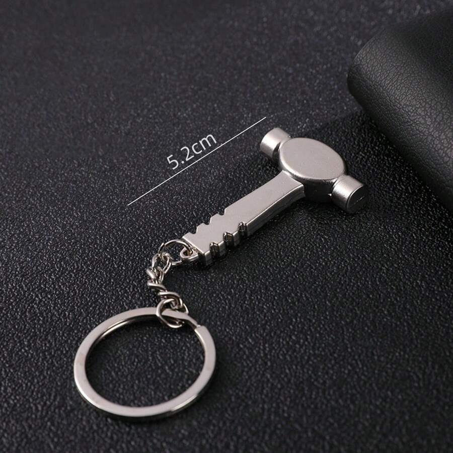 1pc Metallic Movable Spanner Shaped Keychain, Creative Realistic Wrench Car Accessory Gift - Silver - View 1