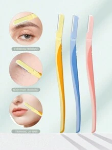 1set/3pcs Eyebrow Razor, Three Colors Curved Eyebrow Shaver, Professional & Precise Beauty Tools For Eyebrow Shaping, Suitable For Men, Women And Beginners - Multicolor - View 1