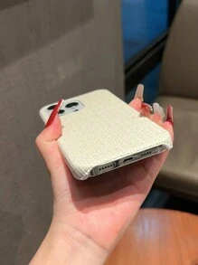 編織布紋理時尚手機殼,適用於iphone - 米色 - 查看 3