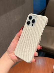 編織布紋理時尚手機殼,適用於iphone - 米色 - 查看 2