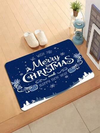 1pc Printed 3d Christmas Pattern Minimalist Fashion Felt Floor Mat Home Bathroom Decor Bath Rug Floor Carpet Outdoor Rug Door Mat Summer Bathroom Accessories Back To School