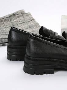 Giày lười đế dày phong cách Anh dành cho nữ có gót to, Bộ sưu tập - màu đen - Xem 8