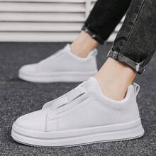 Giày thể thao da trơn nam mới, bốn mùa, màu trắng, thể thao và thông thường - trắng - Xem 5