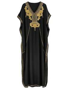 Thêu tay cánh Nhà Váy Kaftan - màu đen - Xem 8