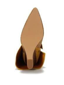 Women's  Fold Over Rhinestone Boots - Single Pointy Toe Metallic/Holo Knee High High Heel For Festival Shoes - Vàng - Xem 5