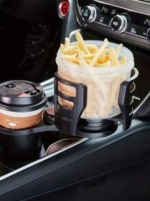 1pc Car Cup Holder Expander For Car Adapter Adjustable Multifunctional Dual Cup Holder With Phone Holder Aromatherapy Organizer Car Accessories - Black - View 1