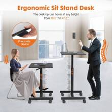 Sweetcrispy Small Mobile Rolling Standing Desk Rolling Desk Laptop Computer Cart for Home - màu đen - Xem 2