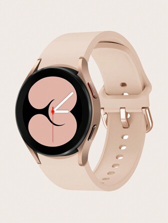 1 pieza Correa de reloj inteligente de silicona color rosa para mujer con hebilla redonda, compatible con Galaxy Watch 7/6/5/4 de 40/42/43/44/45/46/47 mm