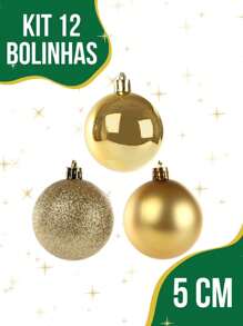 Conjunto 12 Bolas Para Árvore de Natal 5 Cm Mista Decoração Natalina