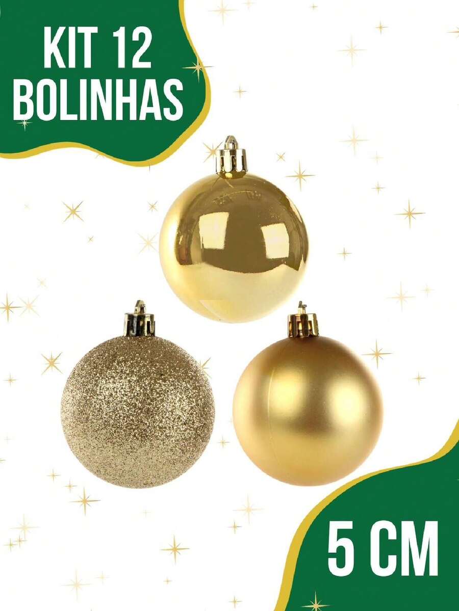 Conjunto 12 Bolas Para Árvore de Natal 5 Cm Mista Decoração Natalina