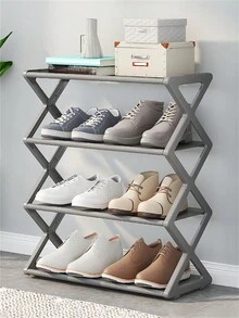 1 件創意 X 型防塵鞋架,鋼管鞋架,易於組裝鞋收納架,家用門後鞋架 - 灰色 - 查看 7