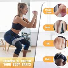 Elastisches Widerstandsband Für Das Hinterntraining Von Frauen, Yoga, Kniebeugen Und Heim-fitnessstudioausrüstungen Zur Fitnesstrainings Von Gesäßmuskeln, Abnehmen, Blitz-gradientenfarbe - Blau - Übersicht 6