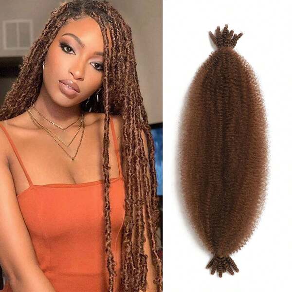 24 Zoll Afro Twist Synthetische Crochet Zöpfe Haare, 1 Packung Braune Federnde Afro Twist Haare Vorgeflufftes Frühlings Twist Haar Vorgestrecktes Wickel Haar für weiche Locs Haarverlängerungen