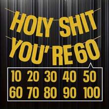 Peabownn 1套戶外運動主題生日派對裝飾橫幅,適用於男女生日派對,金色閃亮生日裝飾 - 金色 - 查看 3