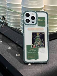 1pc Tpu Camera Anti-collision Christmas Stamp Pattern Phone Case Compatible With Iphone, Samsung, Redmi