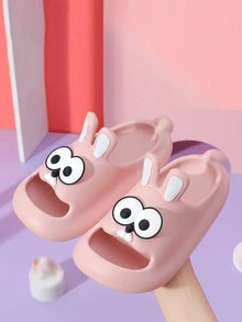 男女童粉色 Eva 拖鞋,無味、防滑、防水、柔軟底部,可愛小兔設計,適合海灘和家裡穿著 - 粉色 - 查看 2