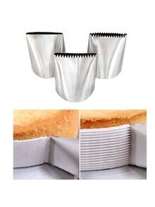 1pc 202# 304 Stainless Steel Extra Large Cream Pastry Tip With Serrated Edge - Silver - View 6