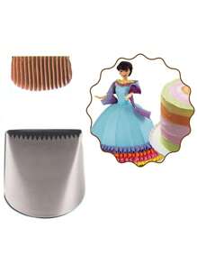 1pc 202# 304 Stainless Steel Extra Large Cream Pastry Tip With Serrated Edge - Silver - View 5