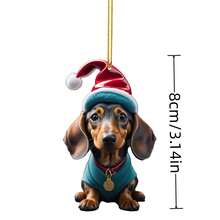 1pc, Christmas Cute Dog Car Rearview Mirror Pendant, Acrylic Christmas Tree Decoration Pendant, Christmas Small Gift Decoration Pendant - Multicolor - View 2