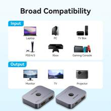 VENTION HDMI Switch 8K@60Hz, HDMI 2.1 Splitter Powered 2 In 1 Out 4K@120Hz 48Gbps Aluminum Bi-Directional Switcher 1 In 2 Out HDMI Hub Compatible With PS4/5 Blu-Ray Player Fire Stick Roku HDTV